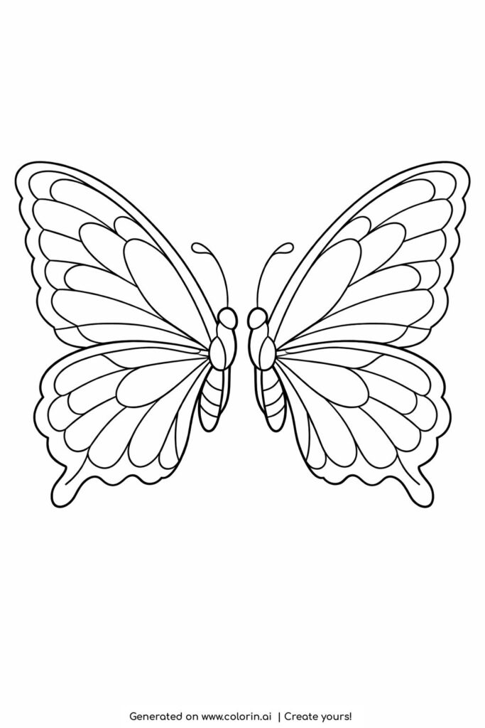 two butterflies facing each other coloring page with symmetrical wings coloring page