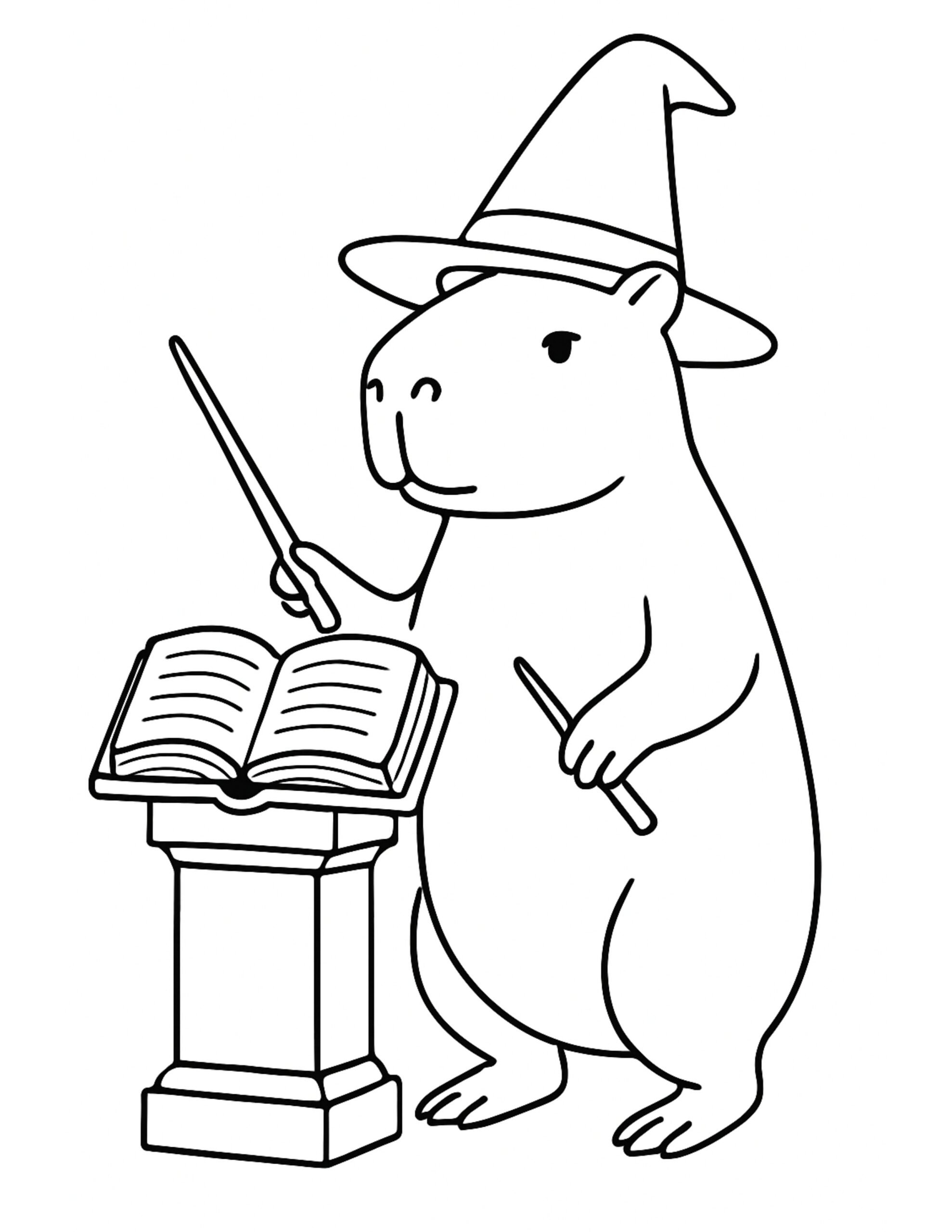Wizard Capybara Coloring Page (Free Printable) | Colorin AI