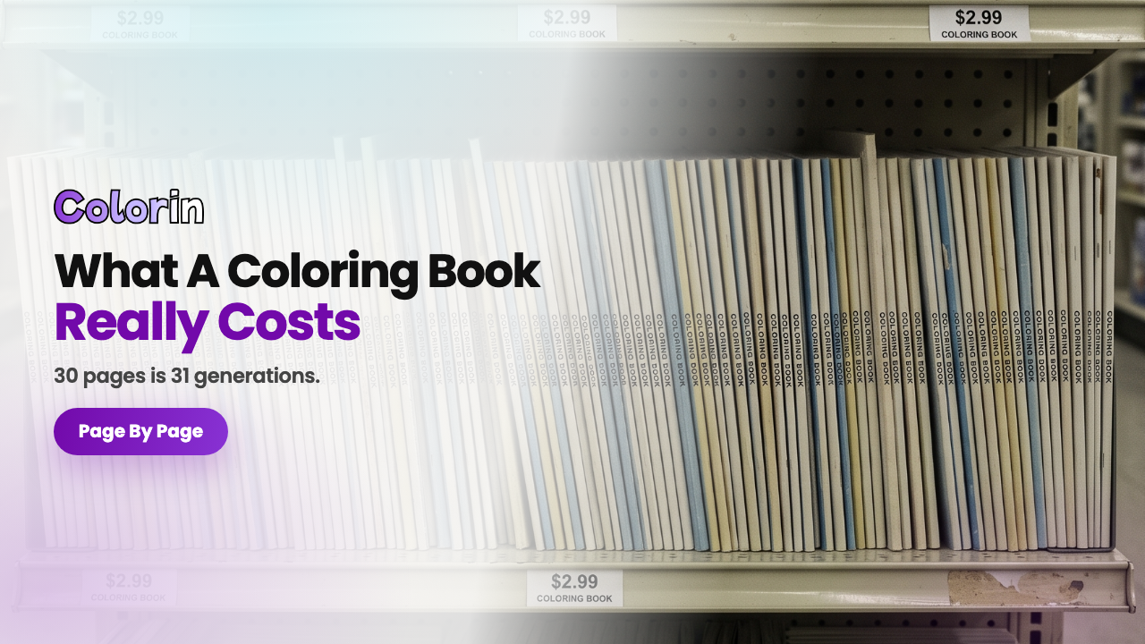 A finished coloring book laid out as page thumbnails with its cover